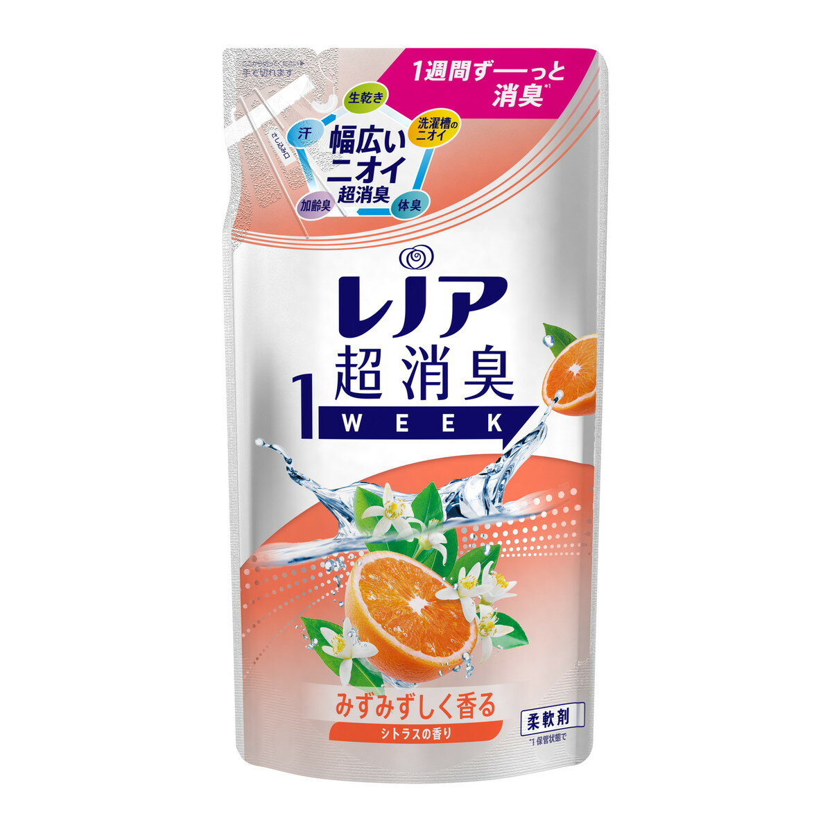 P&G レノア 超消臭 1week みずみずしく香るシトラスの香り つめかえ用 380ML 柔軟剤