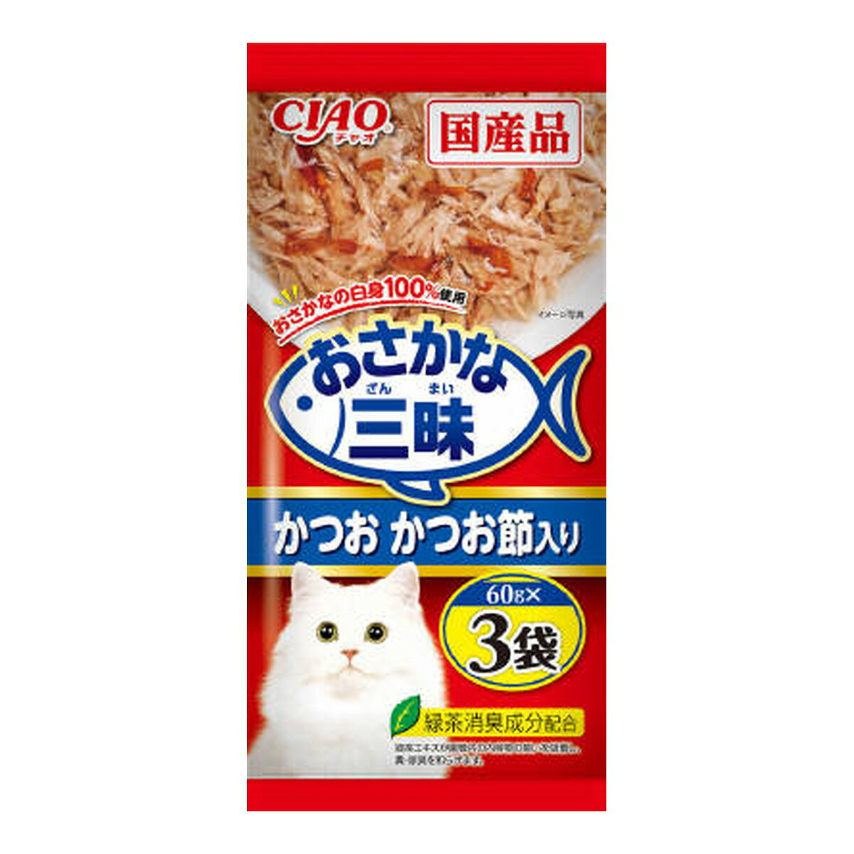 楽天ホームライフ【送料お得・まとめ買い×16個セット】いなばペットフード チャオ おさかな三昧 かつお かつお節入り 60g×3袋