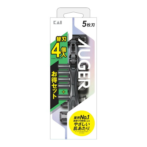 【送料お得・まとめ買い×3個セット】貝印 AUGER オーガー ホルダー 替刃 4個入 髭剃り 男性用 【送料お得・まとめ買い×3個セット】貝印 AUGER オーガー ホルダー 替刃 4個入 髭剃り 男性用