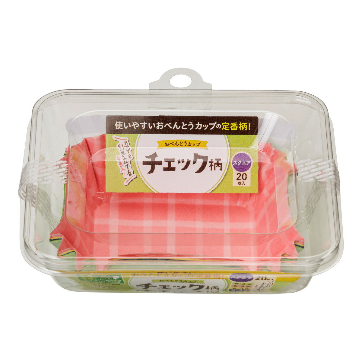 【送料お得・まとめ買い×120個セット】東洋アルミ おべんとうカップ チェック柄 スクエア 4色入 20枚入