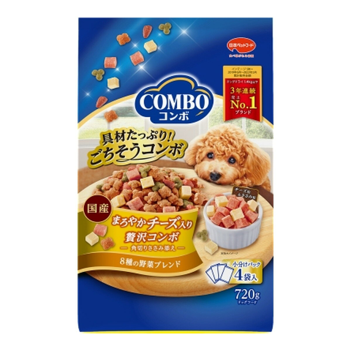 楽天ホームライフ【送料お得・まとめ買い×11個セット】日本ペットフード コンボ ドッグ まろやかチーズ入り 贅沢コンボ 角切りささみ添え 8種の野菜ブレンド 720g