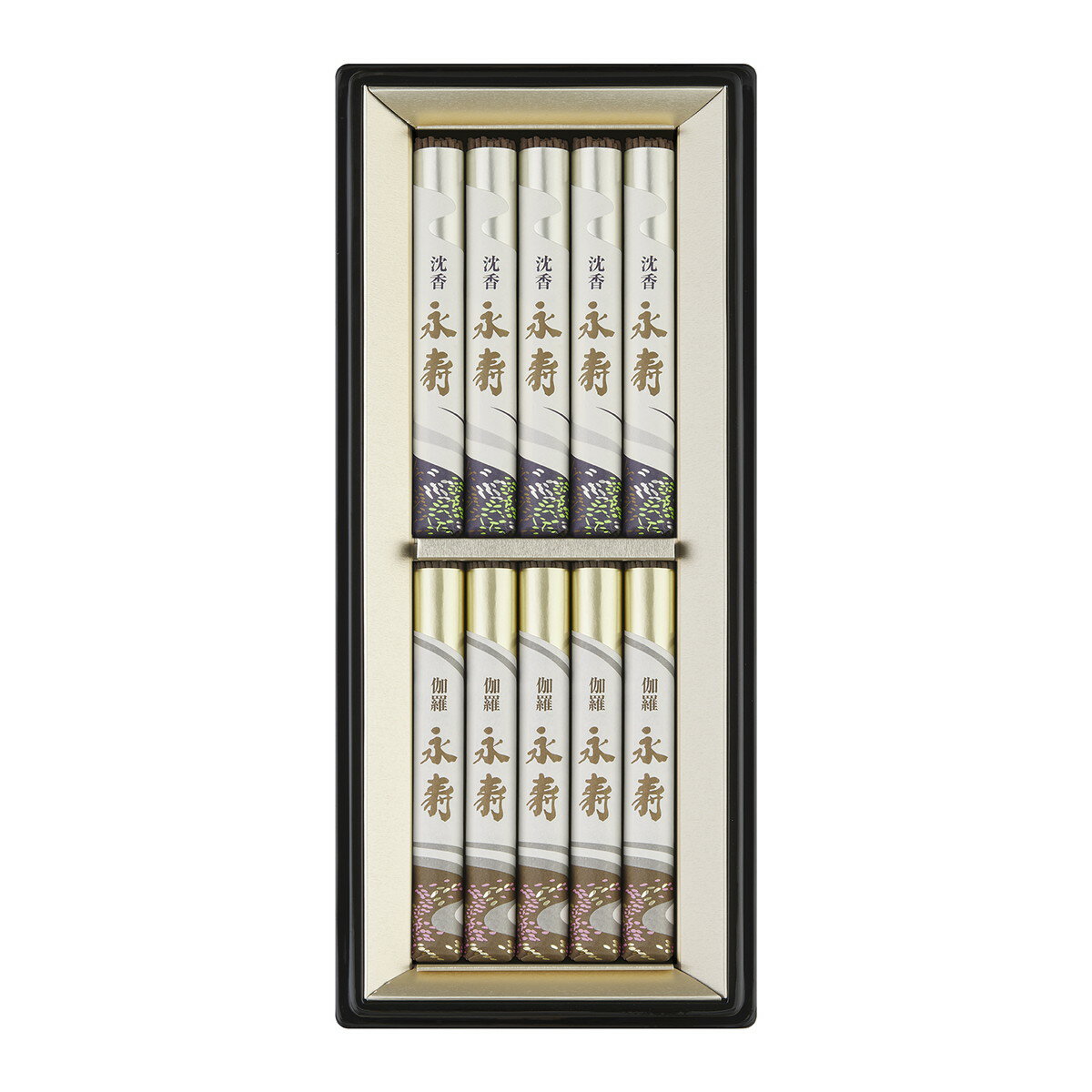 【送料お得・まとめ買い×20個セット】日本香堂 永寿 二種香 塗箱短寸 10把入 贈答用 線香
