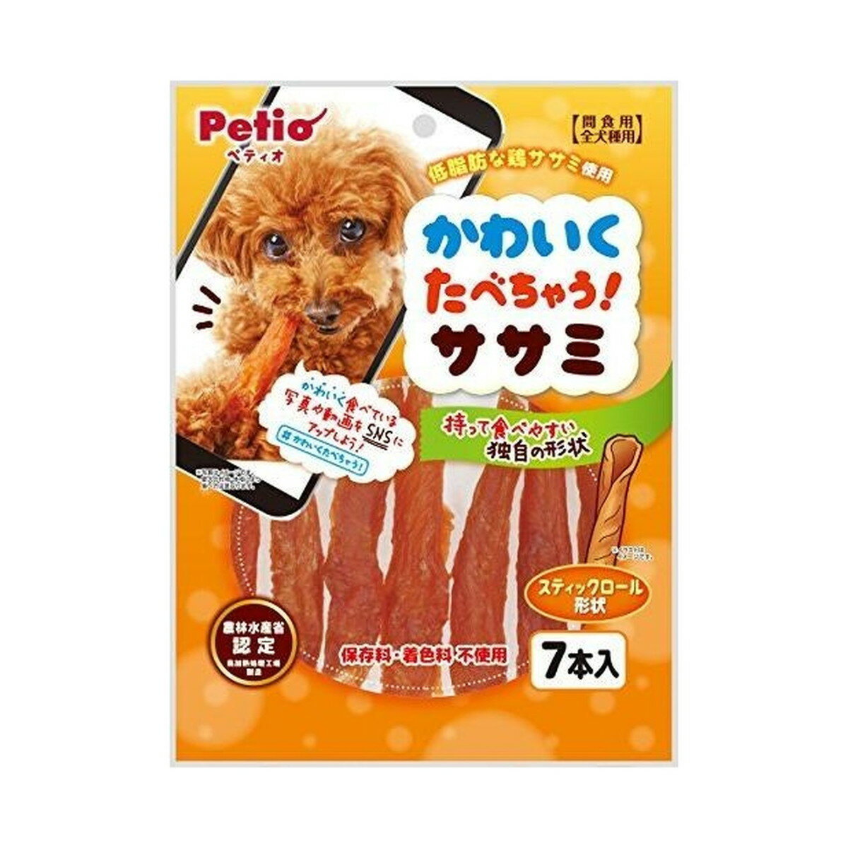 商品名：ペティオ かわいくたべちゃう ササミ 7本入 間食用 全犬種用内容量：7本JANコード：4903588131561発売元、製造元、輸入元又は販売元：ペティオ原産国：中国商品番号：101-4903588131561商品説明低脂肪な鶏ササミを持って食べやすいロール形状に仕上げました日本の農林水産省から認定された工場で製造したこだわりの逸品保存料・着色料不使用。広告文責：アットライフ株式会社TEL 050-3196-1510 ※商品パッケージは変更の場合あり。メーカー欠品または完売の際、キャンセルをお願いすることがあります。ご了承ください。