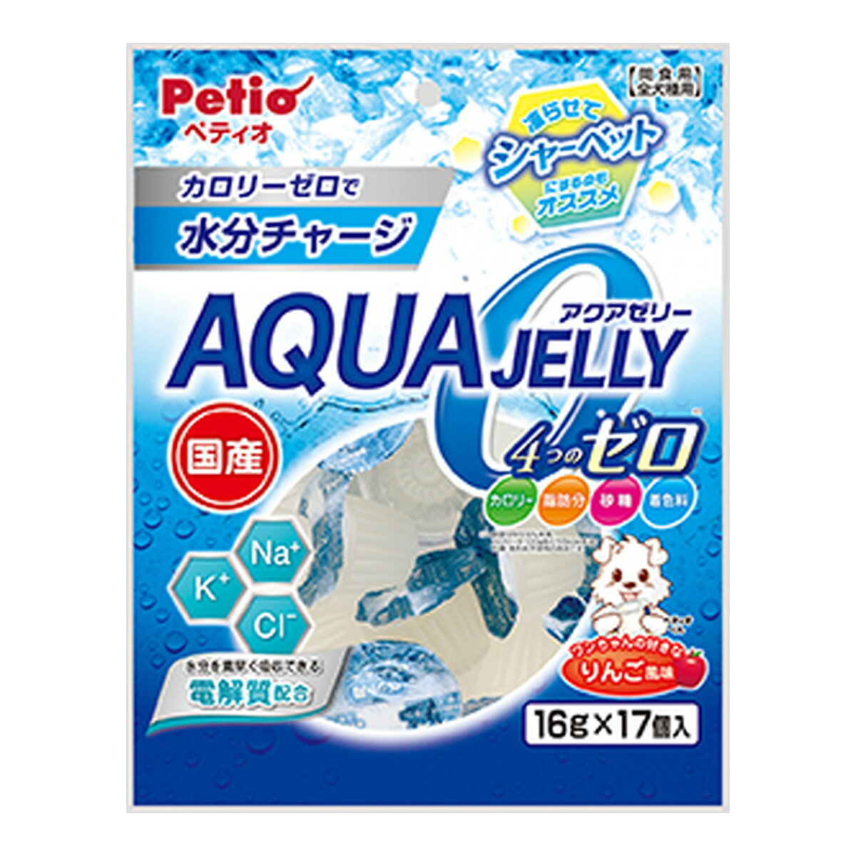 【送料お得・まとめ買い×9個セット】ペティオ Petio アクアゼリー 4つのゼロ りんご風味 16g×17個入 間食用 全犬種用のサムネイル