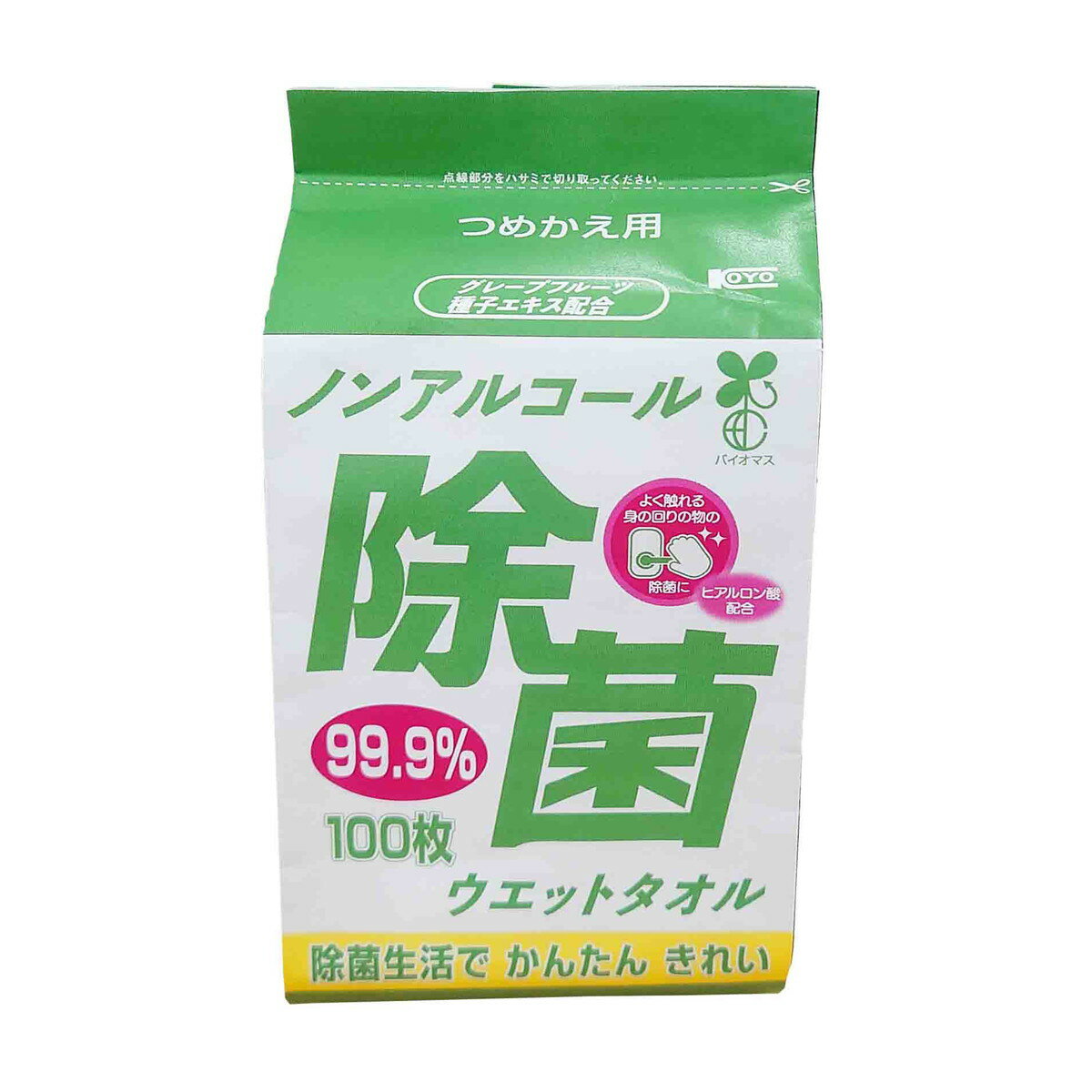 【送料お得・まとめ買い×24個セット】コーヨー化成 ノンアルコール除菌 ウエットタオル つめかえ用 100枚入