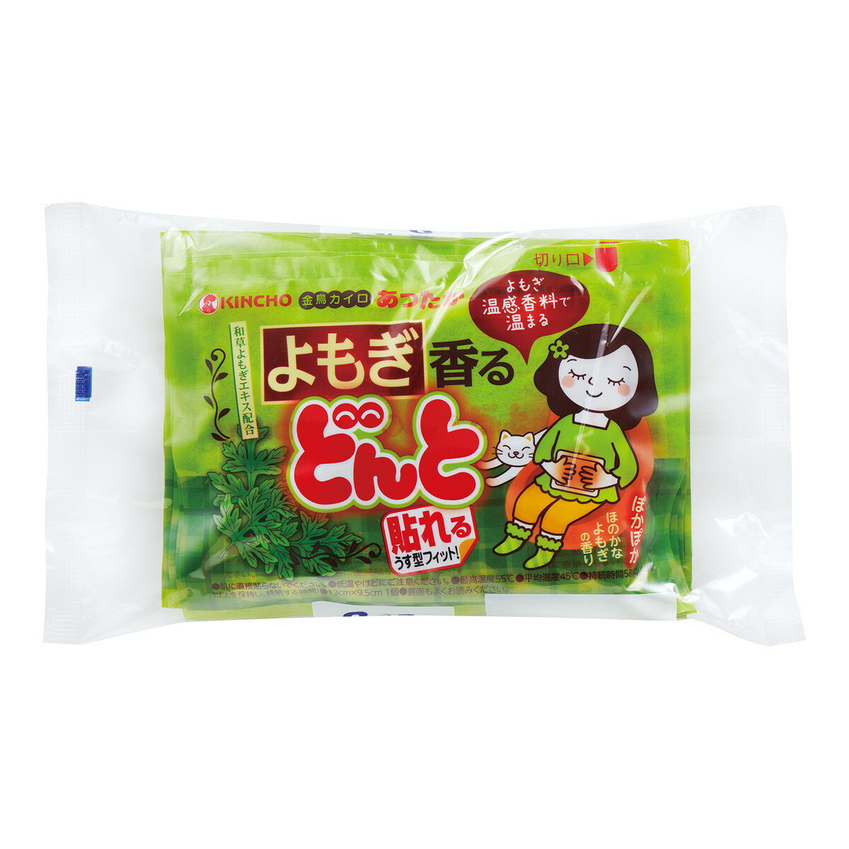 【送料お得・まとめ買い×7個セット】大日本除虫菊 キンチョー 貼れる よもぎ香る どんと V 8コ入 使い捨てカイロ