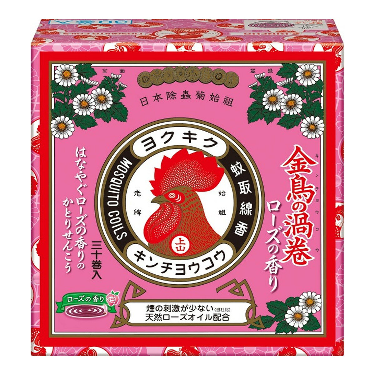 【送料お得・まとめ買い×9個セット】大日本除虫菊 KINCHO キンチョー 金鳥の渦巻 ローズの香り 紙函 30巻入 かとりせんこう 防除用医薬部外品