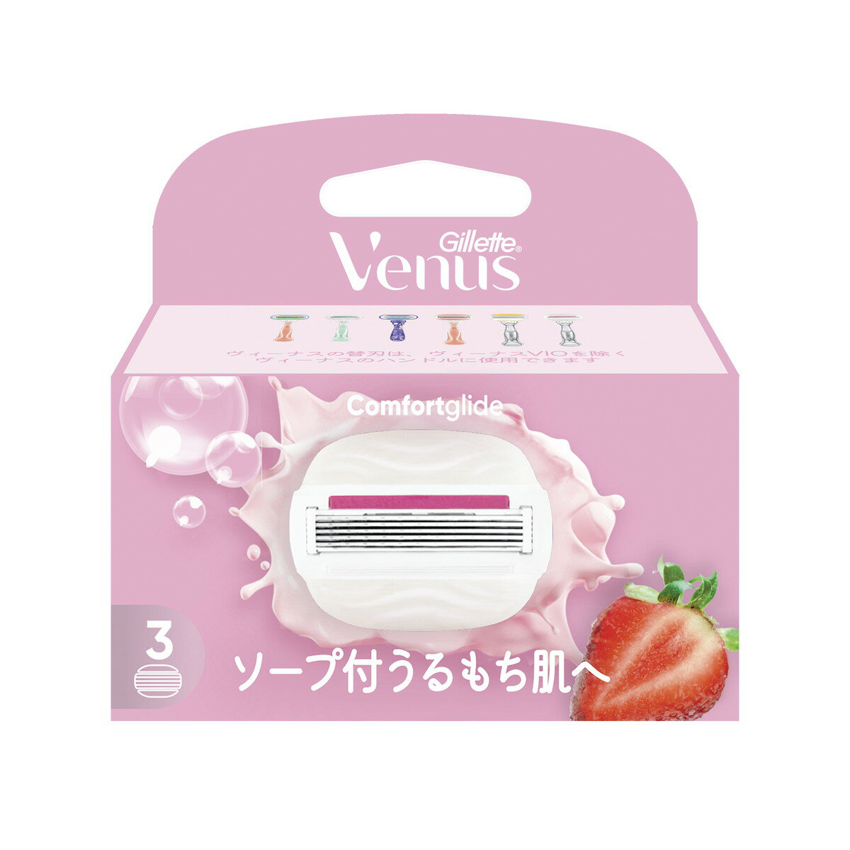 【送料お得・まとめ買い×11個セット】P&G ジレット ヴィーナス うるもち肌 イチゴ畑の香り 3B 替刃 3個入