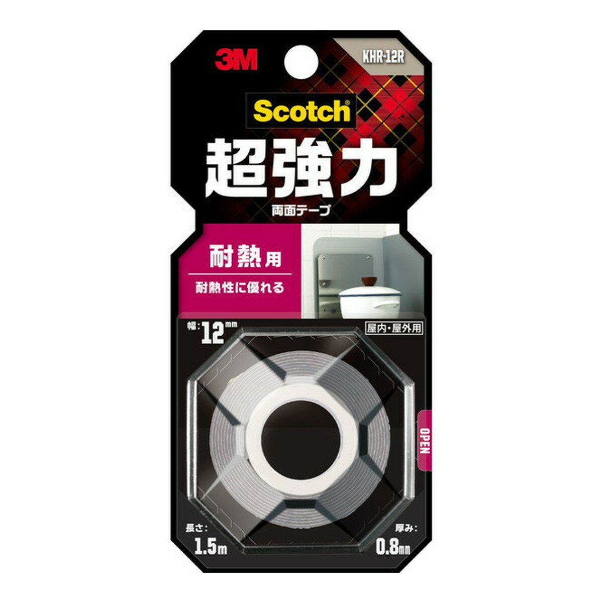 【送料お得・まとめ買い×7個セット】3M スコッチ 超強力 両面テープ 耐熱用 12mm×1.5m