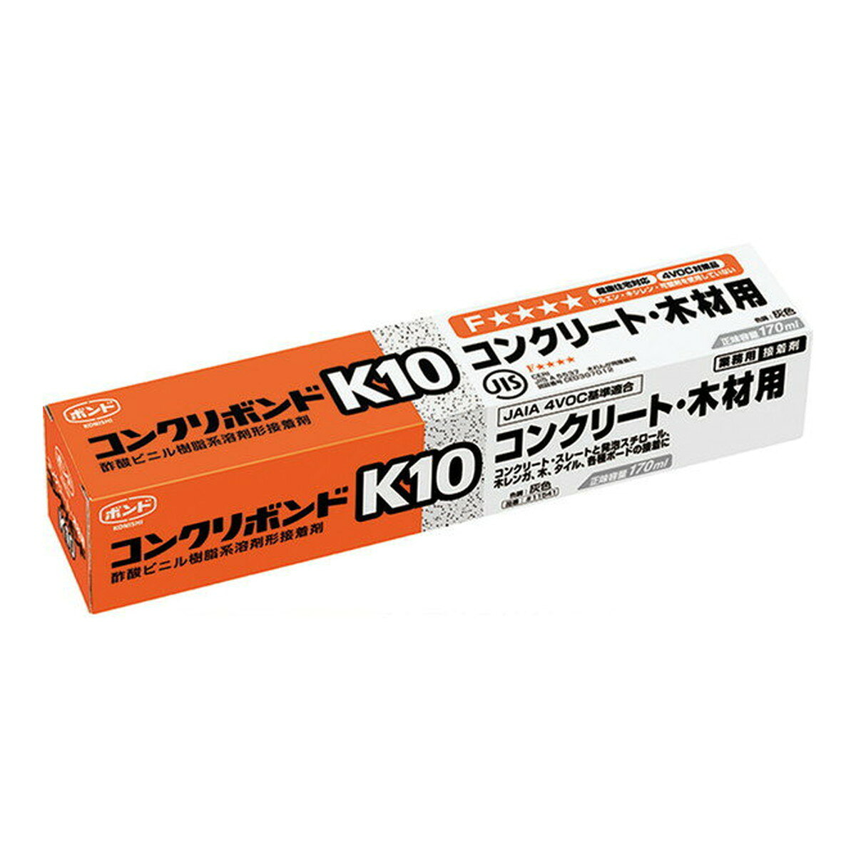 商品名：コニシ コンクリボンド K10 コンクリート 木材用 170mL内容量：170mLJANコード：4901490115419発売元、製造元、輸入元又は販売元：コニシ原産国：日本商品番号：101-*011-4901490115419商品説明下地木工事に最適です。初期接着力に優れ、軽量物の接着なら仮止め不要です。広告文責：アットライフ株式会社TEL 050-3196-1510 ※商品パッケージは変更の場合あり。メーカー欠品または完売の際、キャンセルをお願いすることがあります。ご了承ください。