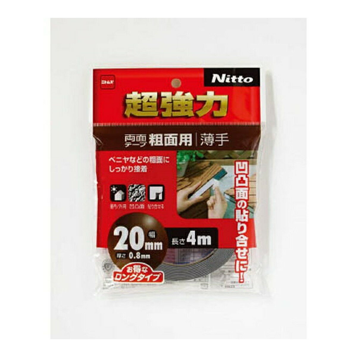 【送料お得・まとめ買い×40個セット】ニトムズ 超強力 両面テープ 粗面用 薄手 20mm×4m
