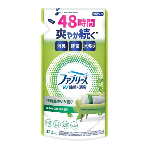 【送料お得・まとめ買い×7個セット】P&G ファブリーズ W除菌+消臭 ほのかな緑茶の香り つめかえ用 320mL 【送料お得・まとめ買い×7個セット】P&G ファブリーズ W除菌+消臭 ほのかな緑茶の香り つめかえ用 320mL