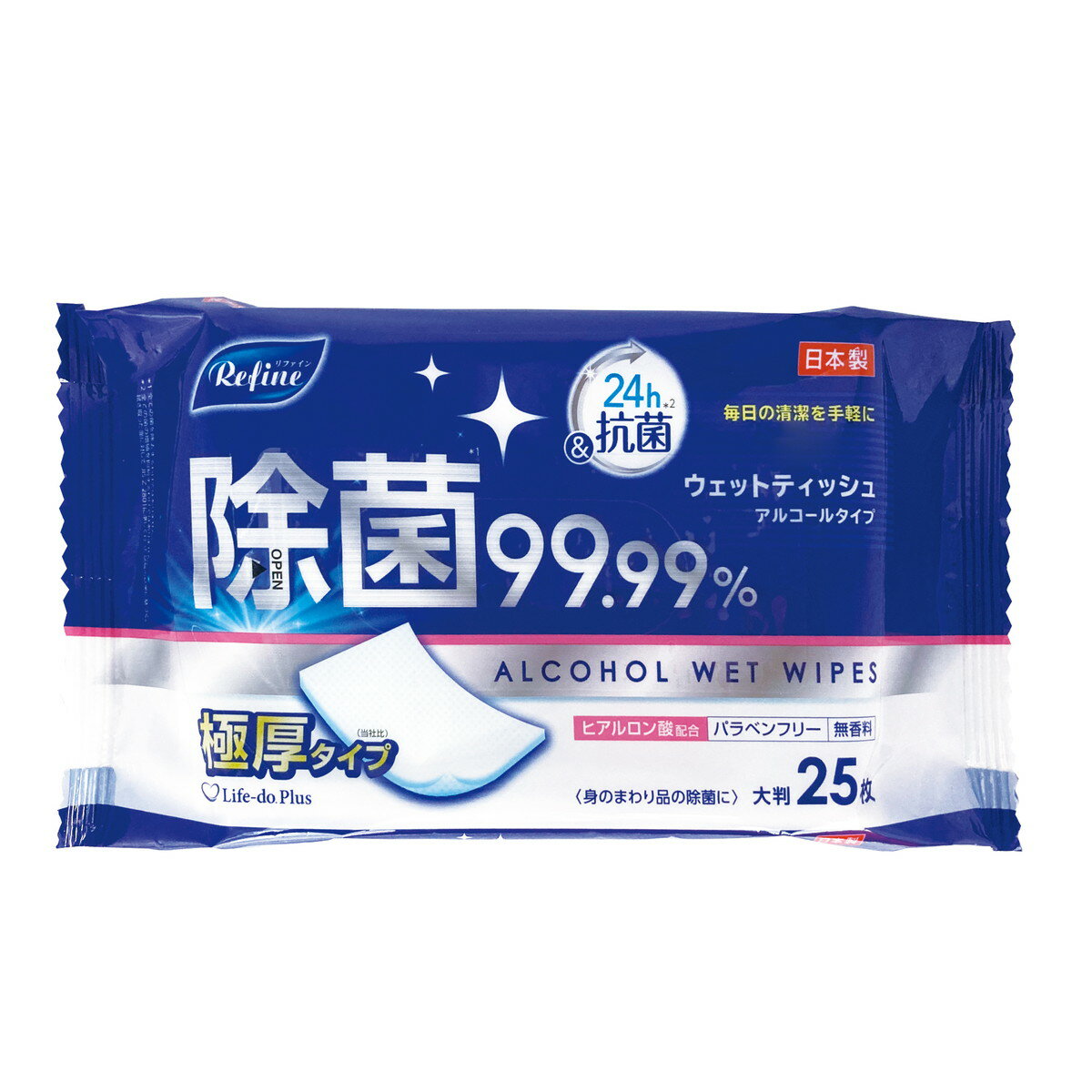 【送料お得・まとめ買い×30個セット】Life-do.Plus 極厚 アルコール除菌 大判 ウェットティッシュ 25枚..