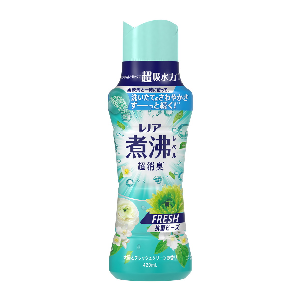 【送料お得・まとめ買い×6個セット】P&G レノア 煮沸レベル 消臭抗菌ビーズ 太陽とフレッシュグリーンの香り 本体 420ml