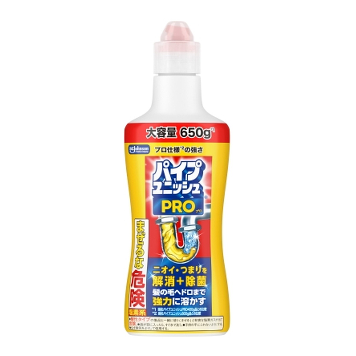商品名：パイプユニッシュPRO 650g ジョンソン パイプ用洗浄剤 大容量内容量：650gJANコード：4901609017108発売元、製造元、輸入元又は販売元：ジョンソン原産国：日本商品番号：101-4901609017108商品説明●少ない量でパワフル！●排水パイプのこびりついた髪の毛ヘドロまで強力に溶かす！●つまりもニオイも解消！使用方法●キャップを開け、排水口・排水パイプに液を注ぎ、15分〜30分放置した後、水を十分に流す。●取れたパイプの途中でつまる恐れがあるので、長時間放置しない。●著しく流れが悪い場合は、繰り返し使用すると効果的。●トイレのつまりには効果は期待できません。広告文責：アットライフ株式会社TEL 050-3196-1510 ※商品パッケージは変更の場合あり。メーカー欠品または完売の際、キャンセルをお願いすることがあります。ご了承ください。