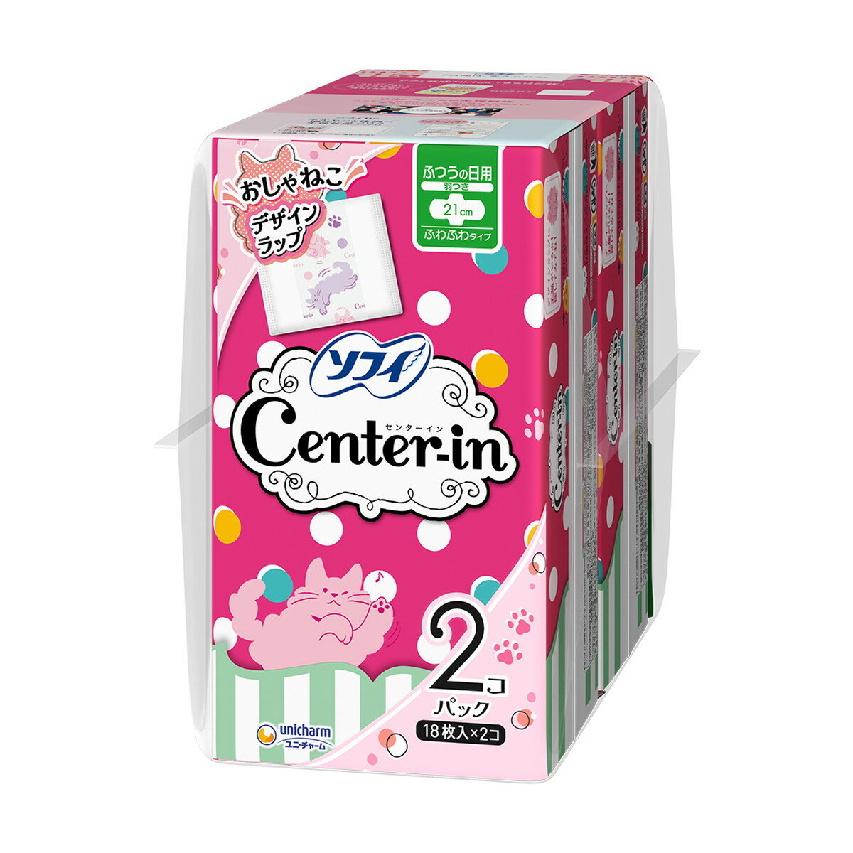 【送料お得・まとめ買い×18個セット】ユニ・チャーム センターイン ふわふわタイプ ふつうの日用 羽つ..