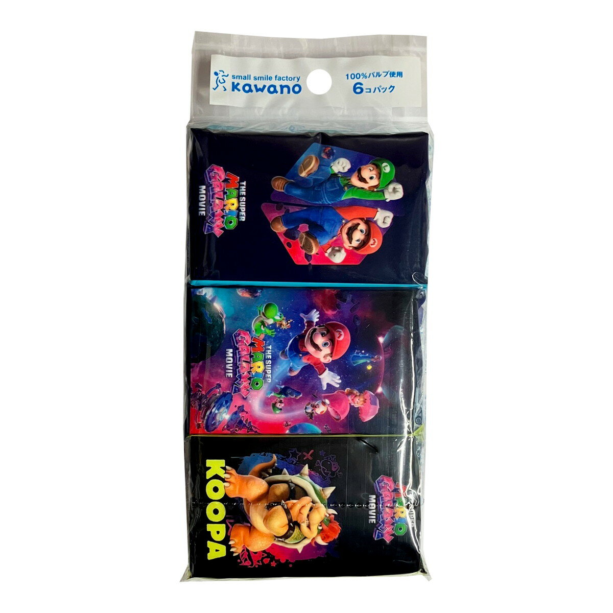 Pocket Tissue - 【送料お得・まとめ買い×200個セット】THEスーパーマリオギャラクシームービー ミニポケットティシュ 6コパック ※柄は選べません 河野製紙