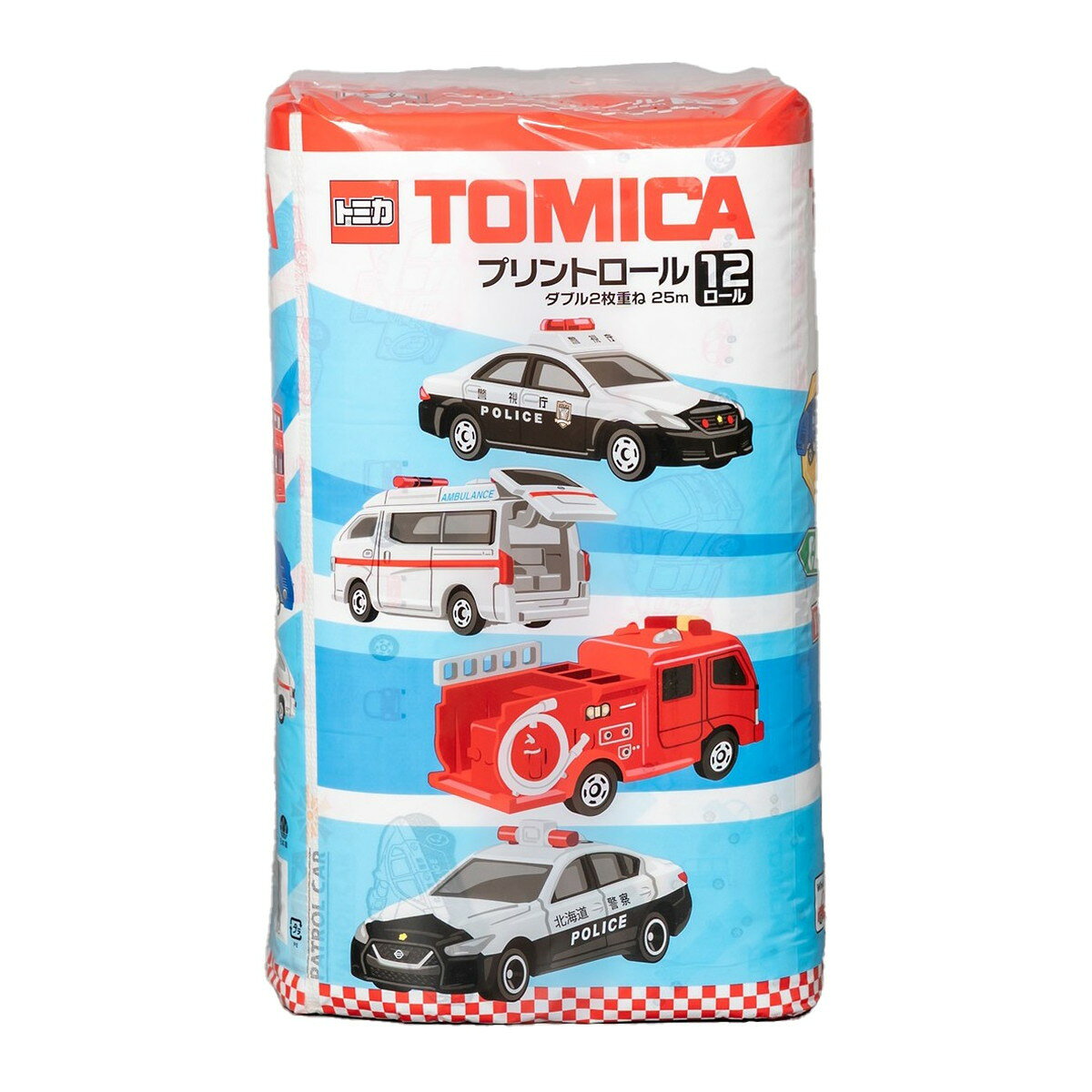 商品名：トミカ プリントロール ダブル 2枚重ね 25m 12ロール ●全8種類の柄がランダムに入ります。 西日本衛材内容量：12ロールJANコード：4902144273752発売元、製造元、輸入元又は販売元：西日本衛材原産国：日本商品番号：101-4902144273752商品説明働く車の人気車種「消防車」「パトカー」「救急車」柄を含めた全8種類。パックにはトミカの実車柄とパターン柄がランダムに入ります。8種類の柄をプリントすることで、全柄集めたくなるプリントトイレットペーパーです使用方法一般的なトイレでの使用可能再生紙100％広告文責：アットライフ株式会社TEL 050-3196-1510 ※商品パッケージは変更の場合あり。メーカー欠品または完売の際、キャンセルをお願いすることがあります。ご了承ください。