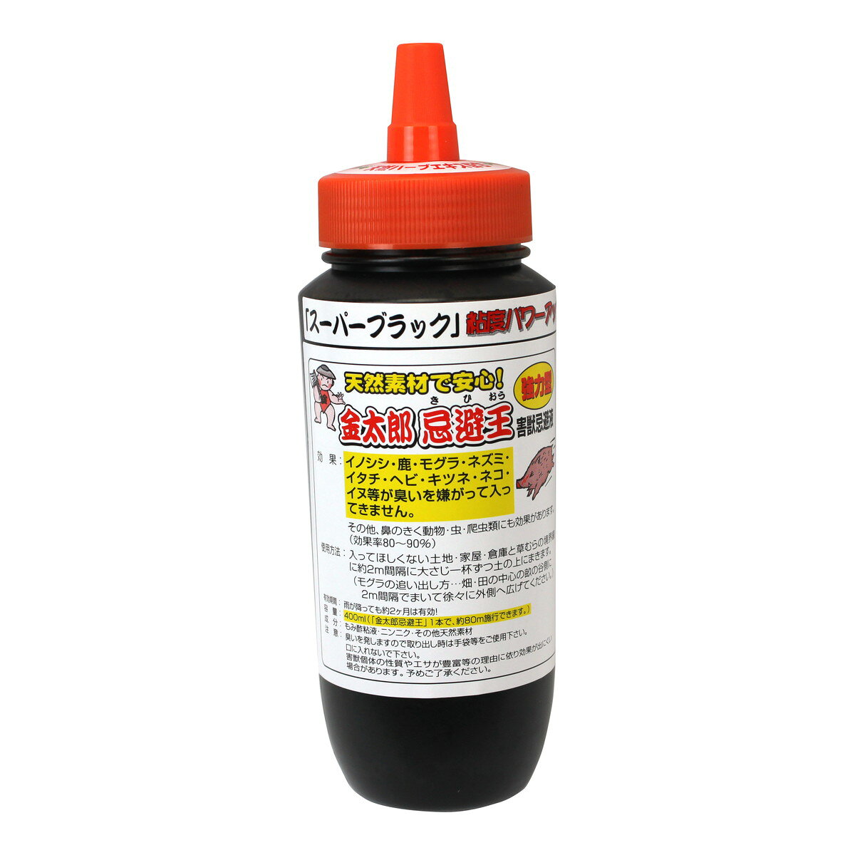 商品名：タナカマイスター 金太郎忌避王 防獣用品 400mL内容量：400mLJANコード：4966015954126発売元、製造元、輸入元又は販売元：タナカマイスター原産国：日本商品番号：101-4966015954126商品説明畑の周りに撒くだけで害獣対策が出来ます。使用方法畑の周りに撒いておくだけ、匂いを出して害獣の侵入を防ぎます。広告文責：アットライフ株式会社TEL 050-3196-1510 ※商品パッケージは変更の場合あり。メーカー欠品または完売の際、キャンセルをお願いすることがあります。ご了承ください。