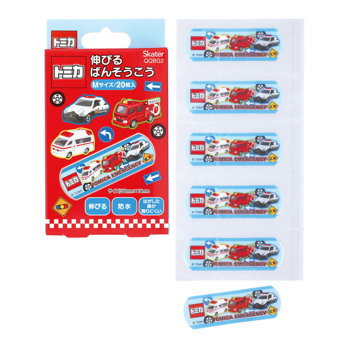 商品名：スケーター Skater 伸びるばんそうこう トミカ QQBG2 キャラ 子供 絆創膏 M 20枚入内容量：20枚JANコード：4973307709838発売元、製造元、輸入元又は販売元：スケーター(Skater)原産国：中国区分：一般医療機器商品番号：101-*012-4973307709838商品説明大好きなキャラクターが一緒!伸びるばんそうこう！防水。はがした跡が残りにくい。ポップでかわいいキャラクター絆創膏。商品仕様■Mサイズ（約　56×19mm）■20枚入り一般医療機器(10B2X10017000002)広告文責：アットライフ株式会社TEL 050-3196-1510 ※商品パッケージは変更の場合あり。メーカー欠品または完売の際、キャンセルをお願いすることがあります。ご了承ください。