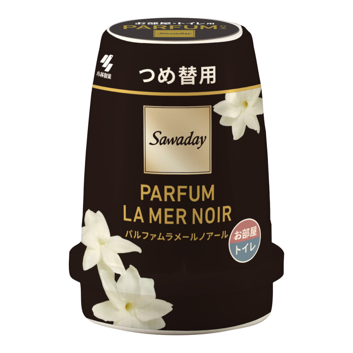商品名：Sawaday サワデー フレグランス ゲル パルファムラメール ノアール つめ替用 140g 小林製薬内容量：140gJANコード：4987072102237発売元、製造元、輸入元又は販売元：小林製薬原産国：日本商品番号：101-*028-4987072102237商品説明●消臭できるゲルタイプの芳香・消臭剤●お部屋・トイレ用●フリージア、ローズウォーターが透明感を放つフローラル調の香りです●約3−8週間持続します、持続期間は環境により異なります●お得なつめ替用使用方法「つめ替方法」（1）容器をはずし小さくなったゲルを本体の台座から抜き取り捨てる。 （2）水平な場所の上で、新しいゲルを本体の台座にのせる。 （3）ゲルのカバーだけを回してゆっくりはずし、捨てる。 （4）容器をもと通りにセットする。 使用中にゲルの色調が変わる場合やゲル表面に白い粒が発生することがありますが、品質に問題ありません。 中身が小さく、硬くなって、お部屋・トイレ全体に香りが広がらなくなったら、つめ替える。 【使用期間】 ●約3〜8週間持続します。（持続期間は環境により異なります）広告文責：アットライフ株式会社TEL 050-3196-1510 ※商品パッケージは変更の場合あり。メーカー欠品または完売の際、キャンセルをお願いすることがあります。ご了承ください。