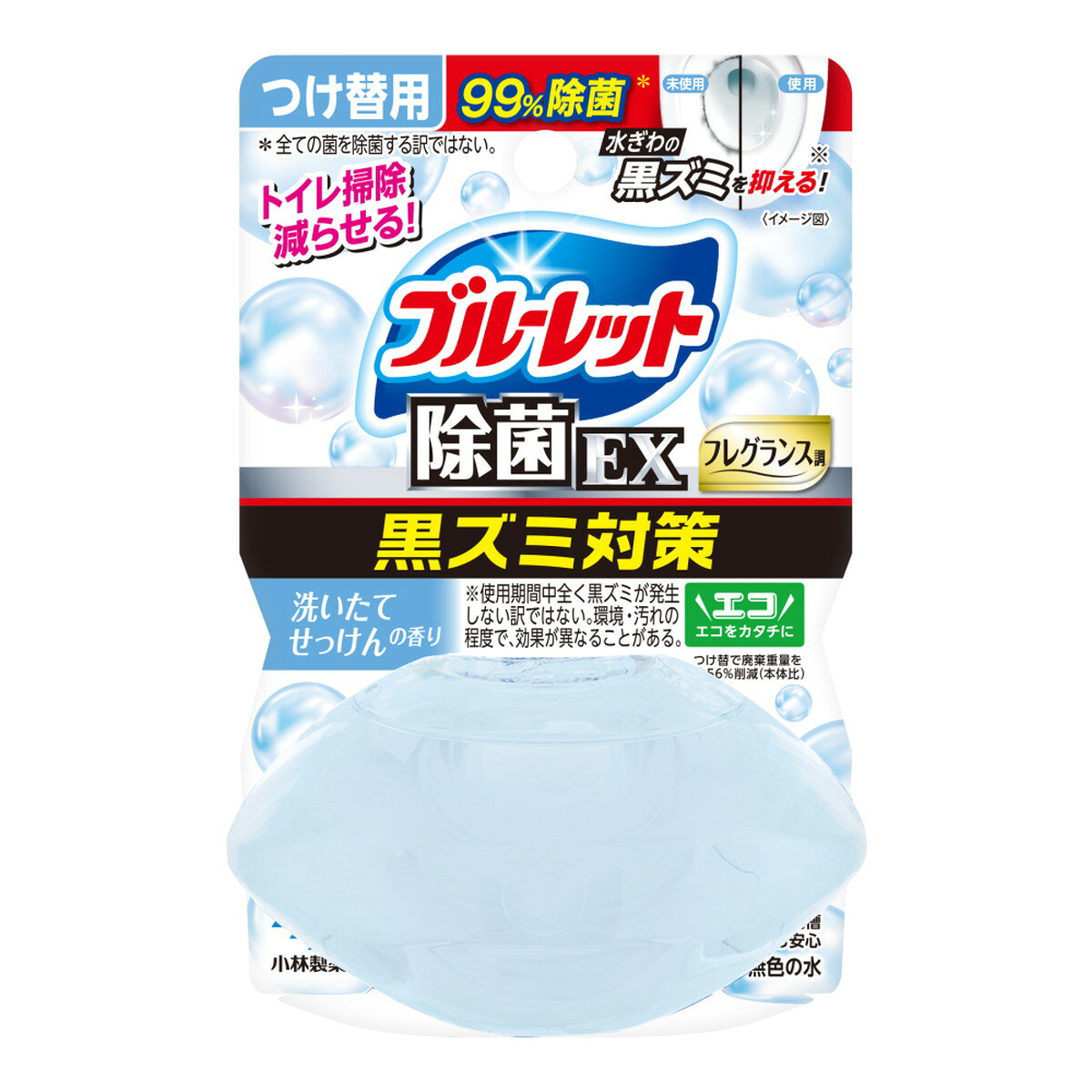 商品名：液体ブルーレット おくだけ除菌EX フレグランス つけ替用 洗いたてせっけんの香り 67mL 小林製薬内容量：67mLJANコード：4987072102343発売元、製造元、輸入元又は販売元：小林製薬原産国：日本商品番号：101-*009-4987072102343商品説明●汚れの付着を抑え、便器のきれいを保ちます●除菌率99％です。※水ぎわの黒ズミ原因菌への効果。全ての菌を除菌する訳ではない●標準的な使用で約1ヶ月間（3〜4週間）使用できます●便器やタンクに影響を与えません●本品はタンク内の器具、便器、浄化槽及び浄化槽内のバクテリアへの影響に配慮し設計しています●お得な詰替え用広告文責：アットライフ株式会社TEL 050-3196-1510 ※商品パッケージは変更の場合あり。メーカー欠品または完売の際、キャンセルをお願いすることがあります。ご了承ください。