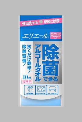 楽天ホームライフ【あわせ買い2999円以上で送料お得】大王製紙　エリエール 除菌できるアルコールタオル携帯用 10枚入 【4902011649215】