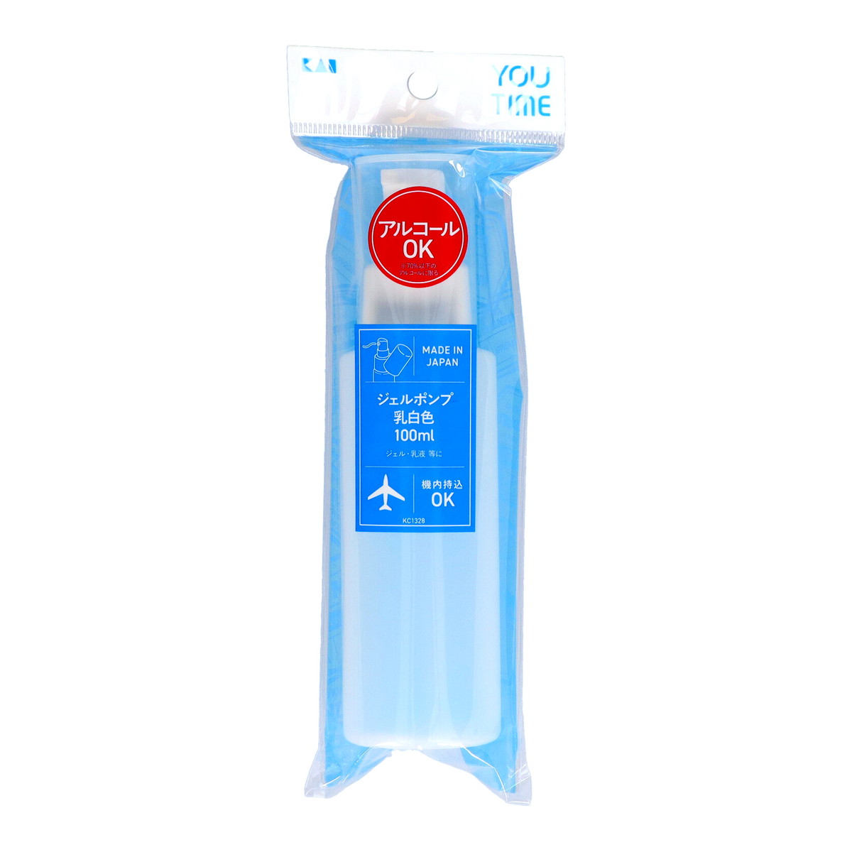 【あわせ買い2999円以上で送料お得】貝印 KC 1328 YOU TIME ジェルポンプ 乳白色 100ml 空ボトル