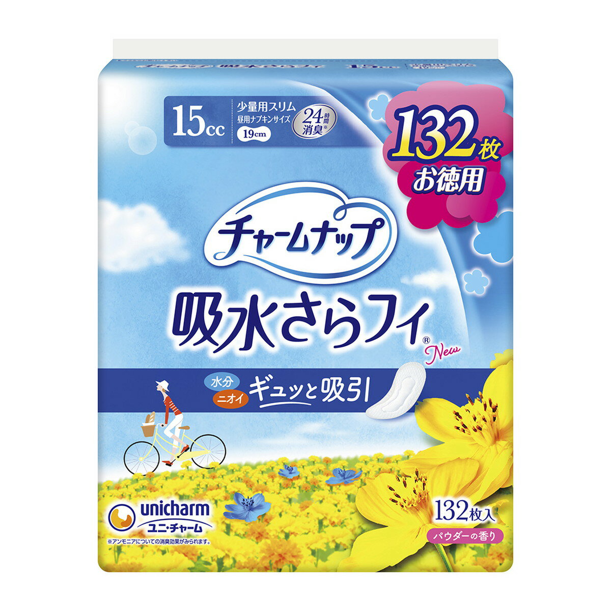 【送料込】 ユニチャーム チャームナップ 吸水さらフィ 15cc 少量用 昼用ナプキンサイズ 19cm （軽い尿モレの方） 132枚入 ×6個セット (4903111978915)
