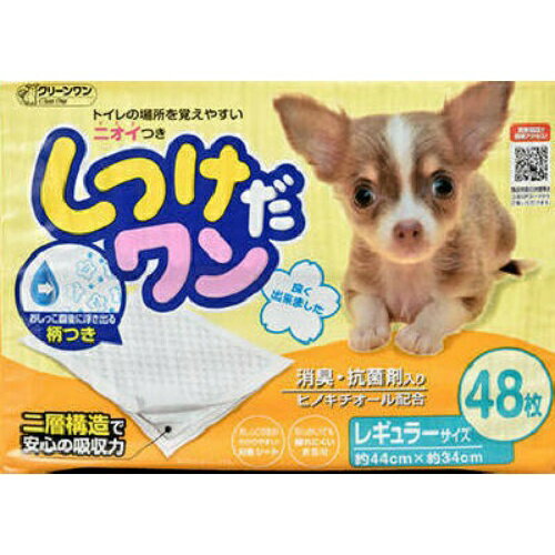 楽天ホームライフ【あわせ買い2999円以上で送料お得】クリーンワン　しつけだワン レギュラー 48枚 （4990968111435）