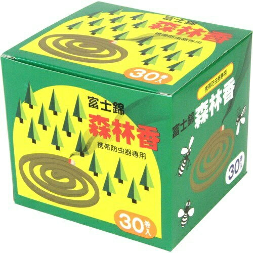 商品名：コダマ 森林香(30巻)内容量：1個JANコード：4971833010169発売元、製造元、輸入元又は販売元：児玉商会原産国：日本商品番号：101-4971833010169商品説明：広い野外での虫除けに適した不快害虫忌避剤です。【規格概要】：・ディート・タブ粉・木粉【注意事項】：1)ご使用に際しての注意・アレルギー体質の人は、使用にご注意下さい。・携帯防虫器をご使用の際、点火した線香が皿の周りに触れないようにして下さい。 立ち消えの原因になります。2)ご使用中及びご使用後の注意・野外専用の線香で煙の量が多いので、室内で使用の場合、時々部屋の換気をして下さい。・線香に点火する時、2ヶ所以上に火がつかないように注意して下さい。 線香皿が熱くなり危険です。・燻煙中は、火災に特にご注意ください。 専用の携帯防虫器を使用し、線香落下防止の止め金を完全にしてご使用ください。・燻煙中の皿は熱で変色・変型しやすい物の上に置かないで下さい。・携帯防虫器で使用後の灰は、その都度捨てて下さい。3)保管上の注意・直射日光を避け、湿気の少ない涼しい場所で、小児の手の届かない所に保管して下さい。広告文責：アットライフ株式会社TEL 050-3196-1510 ※商品パッケージは変更の場合あり。メーカー欠品または完売の際、キャンセルをお願いすることがあります。ご了承ください。