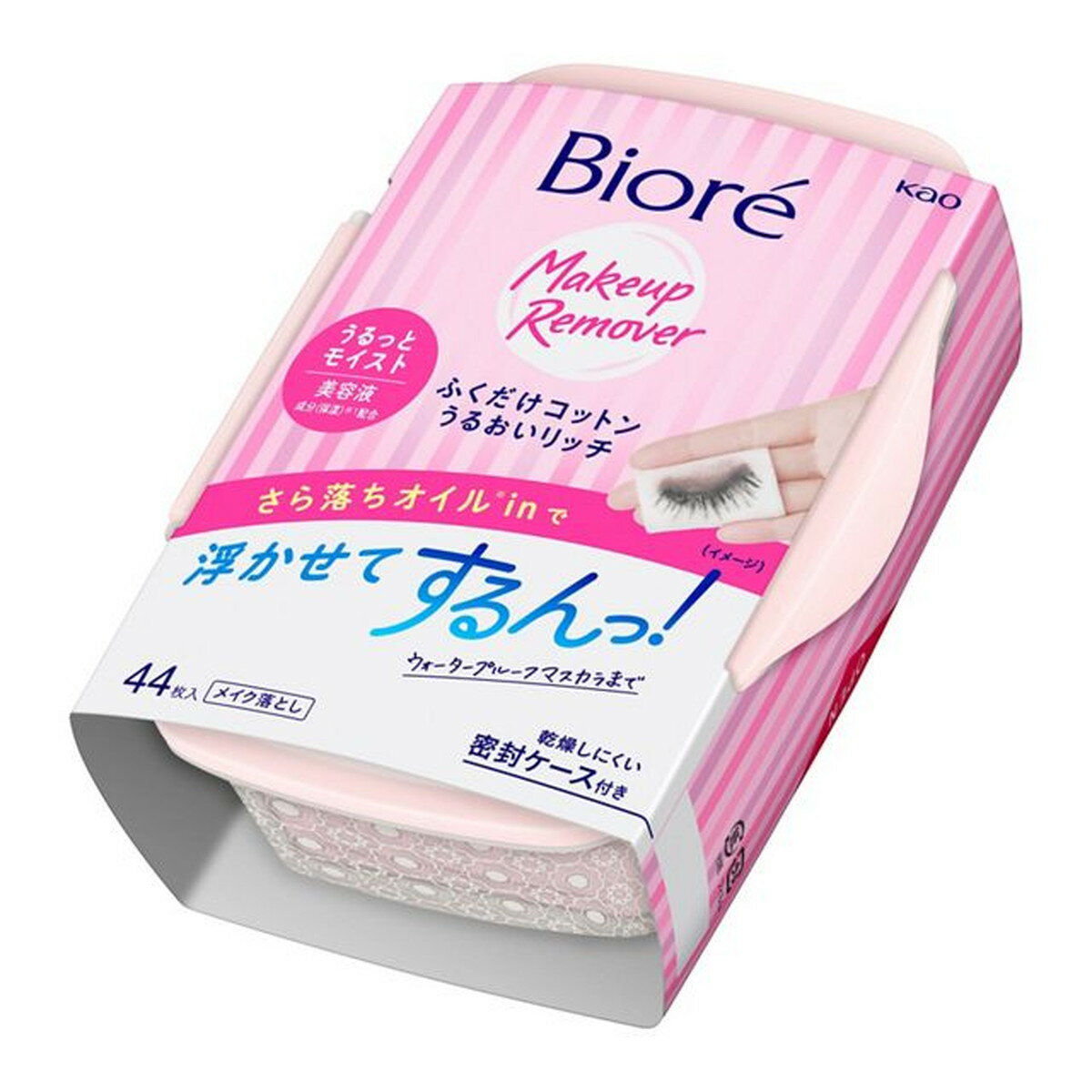 商品名：花王 ビオレふくだけコットンうるおいリッチ 本体 44枚入内容量：44枚JANコード：4901301280442発売元、製造元、輸入元又は販売元：花王原産国：日本区分：化粧品商品番号：103-4901301280442【ビオレ ふくだけコットン うるおいリッチ 本体の商品詳細】●大人の肌に,スキンケア発想のふくだけコットン●ウォ-タ-プル-フのマスカラまで,こすらなくてもするんと落とします.さらさらオイル※1配合●肌のうるおいを守ります.そのまま寝てもつっぱりません.●美容液成分※2配合の液たっぷりシ-トです.●100%天然植物由来のクッション構造でやさしい肌ざわり※1:イソドデカン(クレンジング成分)※2:ヒアルロン酸Na,BG(保湿成分)【使用方法】・強くこすらずに,やさしくメイクをふきとります.・きれいな面でふきとれるようにシ-トを折り返しながらお使いください.シ-トに何もつかなくなったら,メイク落としは完了です.※清潔な手でお使いください.※1回に1 2枚がご使用の目安です.※ふきとった後の洗顔はいりません.ただし,ベタつきが気になる場合は洗い流してください.※そのまま化粧水等でお手入れすることもできます.※乾燥による品質劣化を防ぐため,使用後は必ず容器のフタをパチンと音がするまで閉めてください.※開封後はなるべくお早めにお使いください.【成分】水,イソドデカン,BG,PPG-9ジグリセリル,ジカプリリルエ-テル,ヒアルロン酸Na,ヒドロキシエチルセルロ-ス,(アクリレ-ツ/アクリル酸アルキル(C10-30))クロスポリマ-,水酸化K,ラウリン酸PEG-12,フェノキシエタノ-ル,メチルパラベン,香料【注意事項】・傷,湿疹等異常のある時は使わない.・赤み,かゆみ,刺激等の異常が出たら使用を中止し,皮フ科医へ相談する.使い続けると症状が悪化することがある.・目に入らないよう注意し,入った時や異常(かすみ等)を感じた時は,こすらずにすぐに充分洗い流す.異常が残る場合は,眼科医へ相談する.・コンタクトレンズは,はずして使う.・洗面台や家具等をふいたり,使用後のシ-トを放置したりしない.・シ-トは水に溶けないので,トイレ等に流さない.・高温の場所,直射日光のあたる場所,乳幼児の手の届く場所には置かない.【原産国】日本【ブランド】ビオレ【発売元,製造元,輸入元又は販売元】花王商品に関するお電話でのお問合せは,下記までお願いいたします.受付時間9:00-17:00(土曜・日曜・祝日を除く)ヘアケア,スキンケア用品:0120-165-692ハミガキ,洗口液,入浴剤,温熱シ-ト,サクセス:0120-165-696飲料(ヘルシア):0120-165-697紙おむつ,生理用品:0120-165-695洗たく用洗剤,仕上げ剤そうじ用品,食器用洗剤:0120-165-693ペットケア:0120-165-696ソフィ-ナ,エスト:0120-165-691ニベア,8*4(エイトフォ-):0120-165-699(Biore 拭くだけコットン 潤いリッチ)/(/F265205/F251603/F310807/F335103/F269203/)/花王103-8210 東京都中央区日本売茅場町1-14-10 ※お問合せ番号は商品詳細参照[クレンジング/ブランド:ビオレ/]　広告文責：アットライフ株式会社TEL 050-3196-1510 ※商品パッケージは変更の場合あり。メーカー欠品または完売の際、キャンセルをお願いすることがあります。ご了承ください。