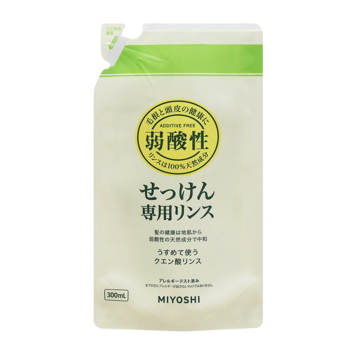 【あわせ買い2999円以上で送料お得】ミヨシ石鹸　 無添加 せっけんシャンプー専用リンス つめかえ用 300ml(石鹸シャンプー用リンス)　 ..