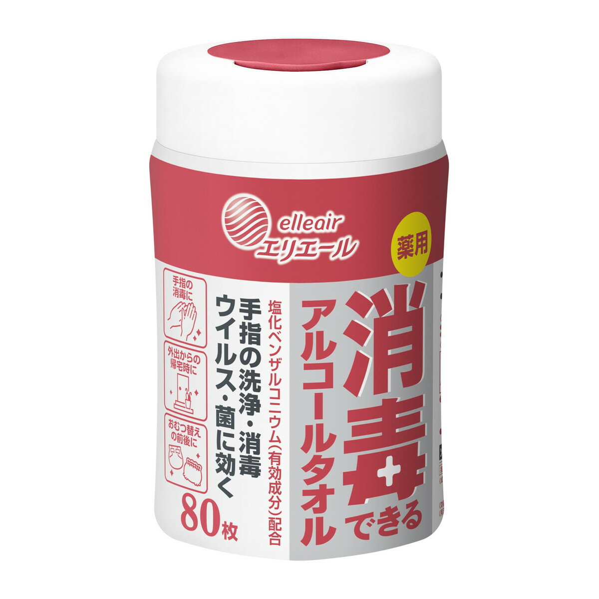 楽天ホームライフ【あわせ買い2999円以上で送料お得】大王製紙　エリエール 薬用消毒できるアルコールタオル 80枚 【4902011733150】