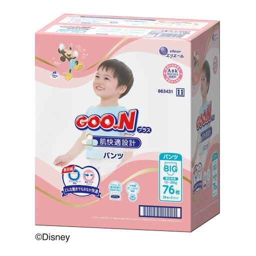 【あわせ買い2999円以上で送料お得】大王製紙 エリエール グーンプラス 肌快適設計 BIGサイズ 38枚×2パック入 【あわせ買い2999円以上で送料お得】大王製紙 エリエール グーンプラス 肌快適設計 BIGサイズ 38枚×2パック入