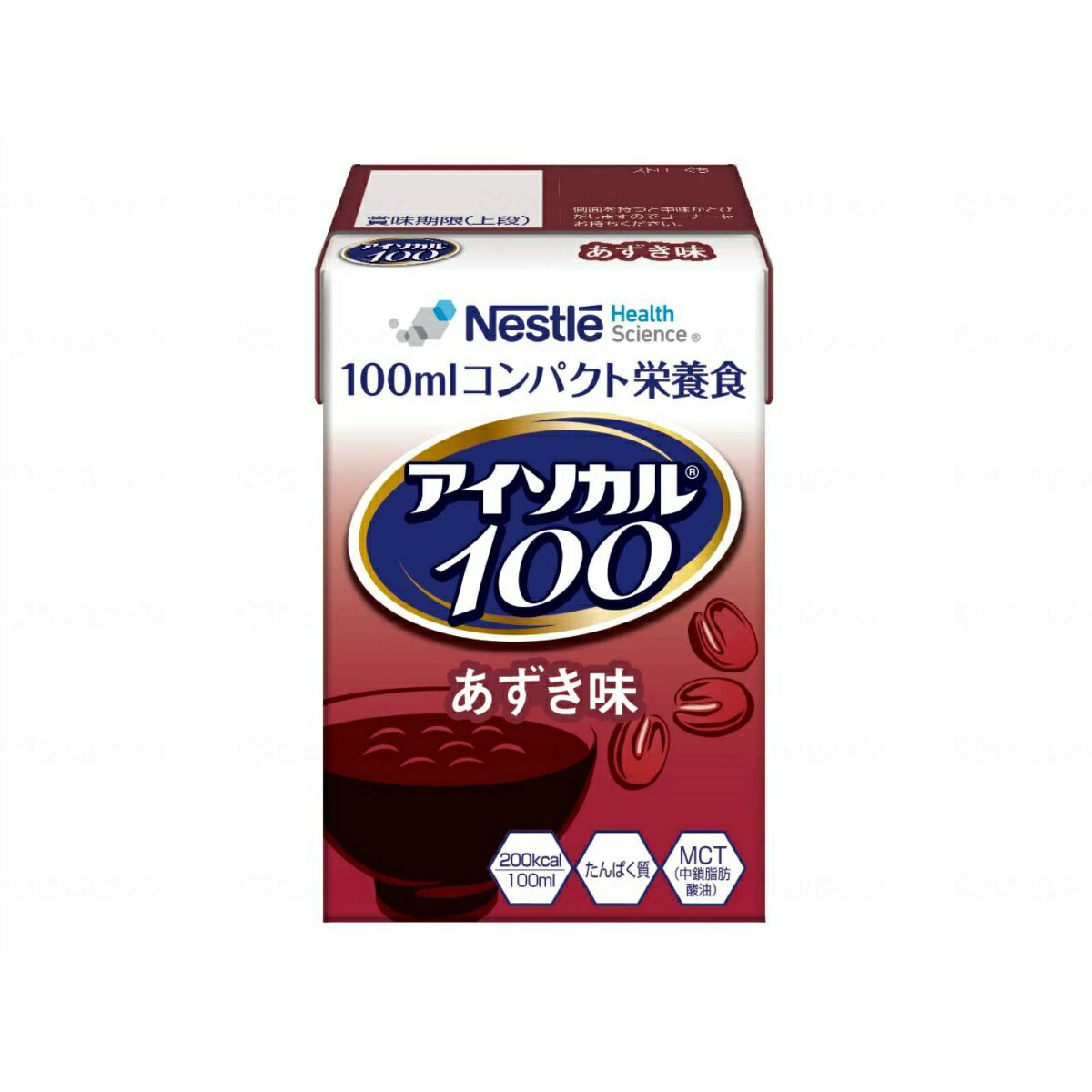 商品名：ネスレ日本 アイソカル100 あずき味 100mL内容量：1個JANコード：4987788511194発売元、製造元、輸入元又は販売元：ネスレ日本原産国：日本区分：その他健康食品商品番号：103-4987788511194商品説明すべての方に飲みきれる喜びを栄養補助飲料を飲用している方のうち、4割を超える方が飲みきれていません。飲みきれない一番の理由が、量が多いというものです。『アイソカル 100』は、飲みきりサイズの小容量設計にこだわりました。○主原材料：デキストリン、カゼインカルシウム（乳成分を含む）、大豆油、中鎖脂肪酸油、しょ糖、魚ゼラチン、なたね油、酵母調製品、食用油脂加工品／カゼインNa、クエン酸K、塩化Mg、リン酸塩（Na、Ca）、乳化剤、安定剤（セルロース）、水酸化K、V．C、香料、硫酸鉄、着色料（クチナシ、紅麹）、ナイアシン、パントテン酸Ca、V．E、V．B6、V．B1、V．B2、V．A、葉酸、V．D、V．B12○100ml○1パック当たり熱量：200kcal○賞味期限：製造日より9ヶ月広告文責：アットライフ株式会社TEL 050-3196-1510 ※商品パッケージは変更の場合あり。メーカー欠品または完売の際、キャンセルをお願いすることがあります。ご了承ください。