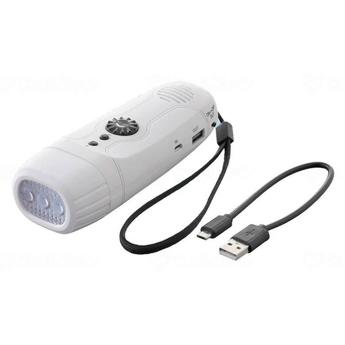 【送料お得・まとめ買い×3個セット】ボウエキ スマホ対応 ダイナモFMラジオ LEDライト ホワイト