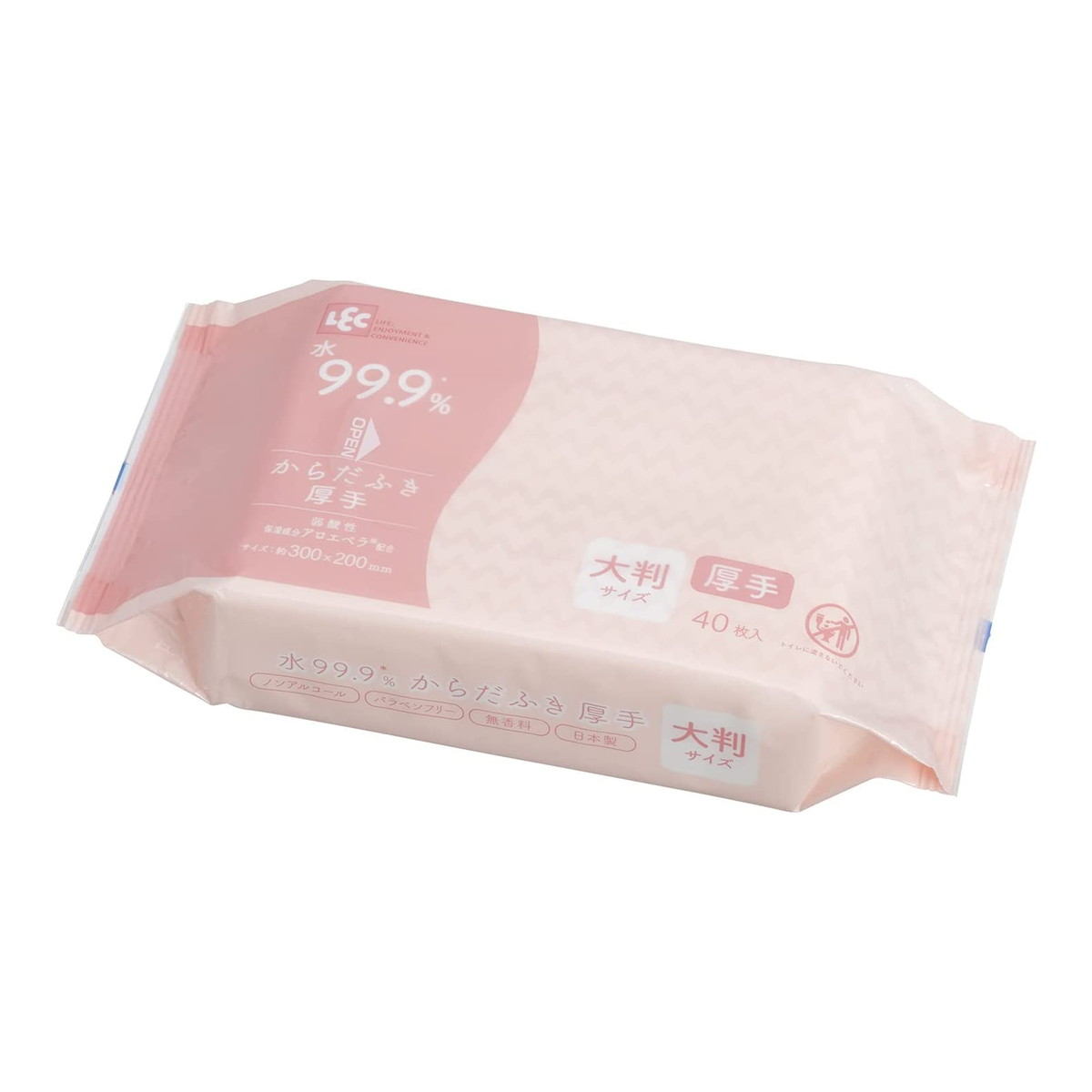 【送料お得・まとめ買い×13個セット】レック Nursing Care ナーシングケア 水99.9 からだふき 厚手 大判 40枚入 1