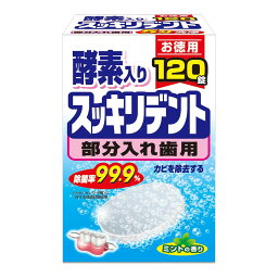 【あわせ買い2999円以上で送料お得】ライオンケミカル 酵素入り スッキリデント 部分入れ歯用 120錠 洗浄剤