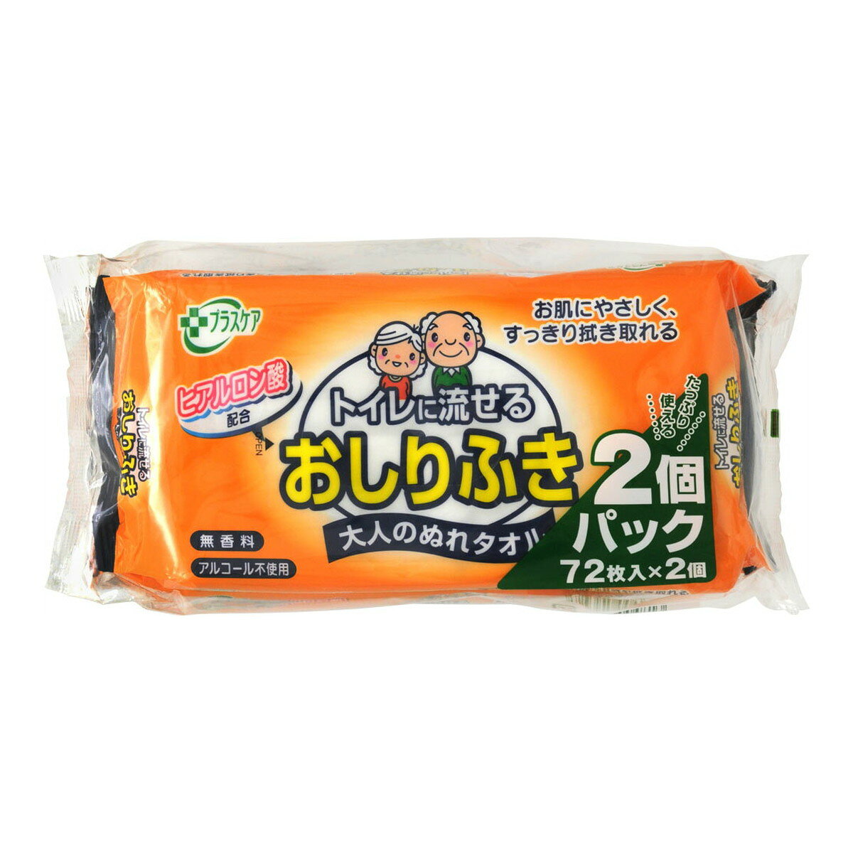 【送料お得・まとめ買い×9個セット】ティー・エイチ・ティー THT プラスケア おしりふき 大人のぬれタオル 72枚×2個パック