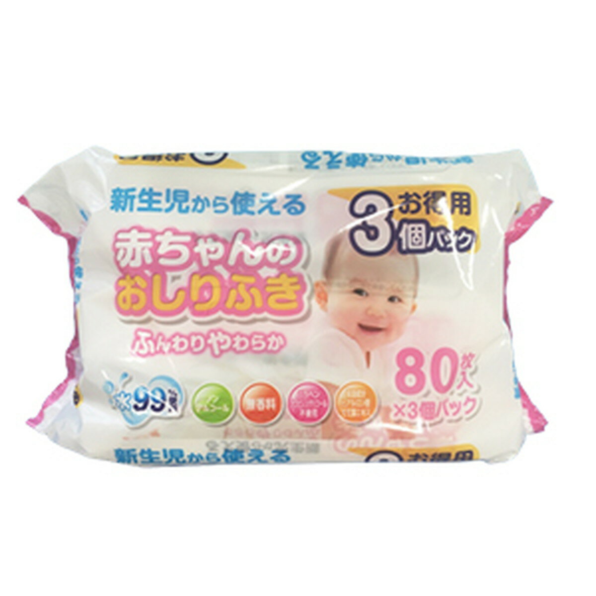 【送料お得・まとめ買い×9個セット】大一紙工 赤ちゃんの おしりふき 80枚入×3個パック