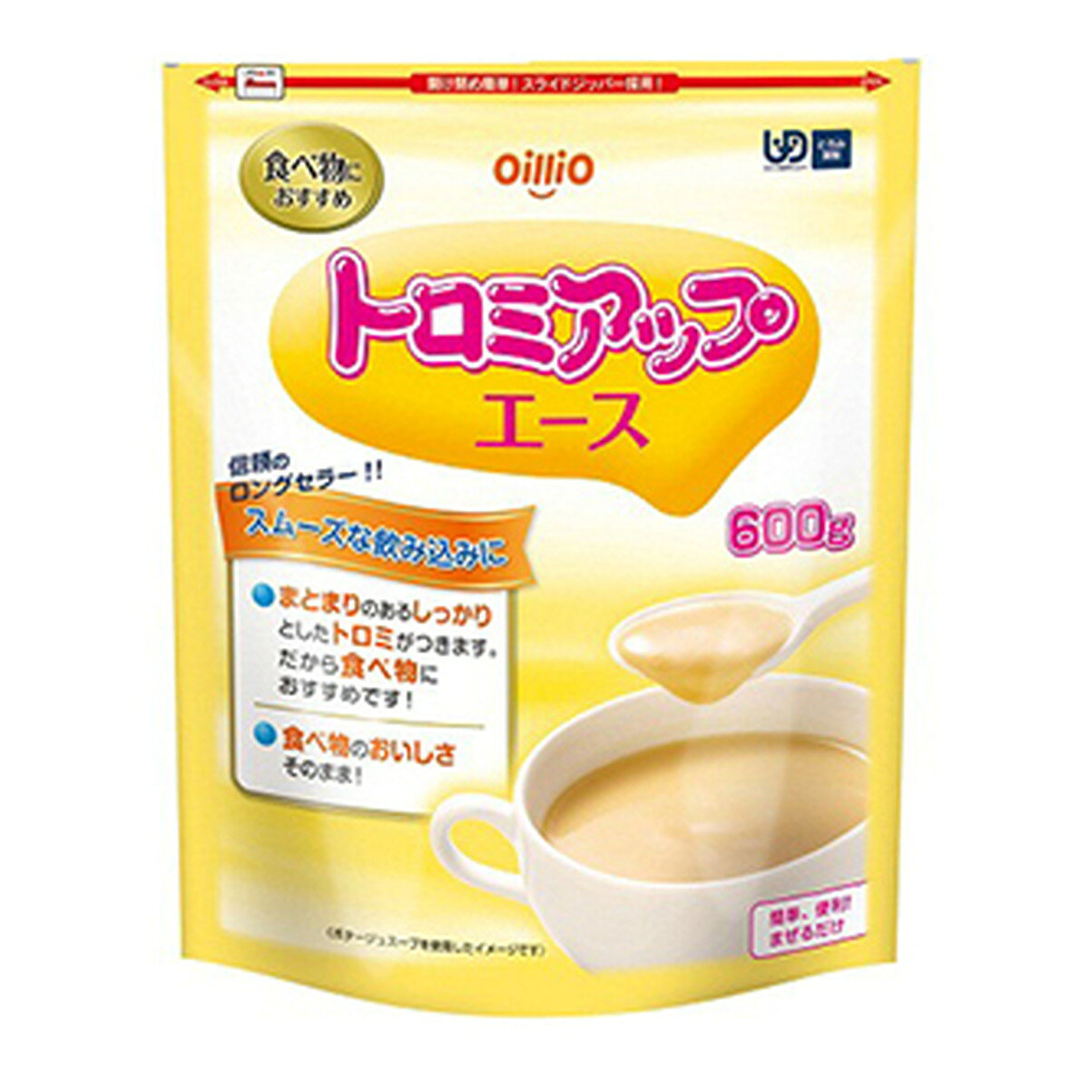 商品名：トロミアップ エース 600g とろみ調整食品 日清オイリオ内容量：600gJANコード：4902380181101発売元、製造元、輸入元又は販売元：日清オイリオグループ原産国：日本商品番号：103-4902380181101商品説明○どんなものにも溶けやすい水、お茶、ジュース、スポーツドリンク、みそ汁など、温度に関係なく簡単にトロミをつけることができます。○少量でしっかりつく食品を選ばず、しっかりしたトロミがつけられます。1．きざみ食やミキサー食をまとめる際に最適です。2．少量でしっかり粘度が出るので経済的です。○時間が経ってもトロミが変わらない一度ついたトロミは、時間が経っても変わりませんので安心して使えます。○クリアタイプに比べて、ナトリウムの量が少なくなっています。広告文責：アットライフ株式会社TEL 050-3196-1510 ※商品パッケージは変更の場合あり。メーカー欠品または完売の際、キャンセルをお願いすることがあります。ご了承ください。