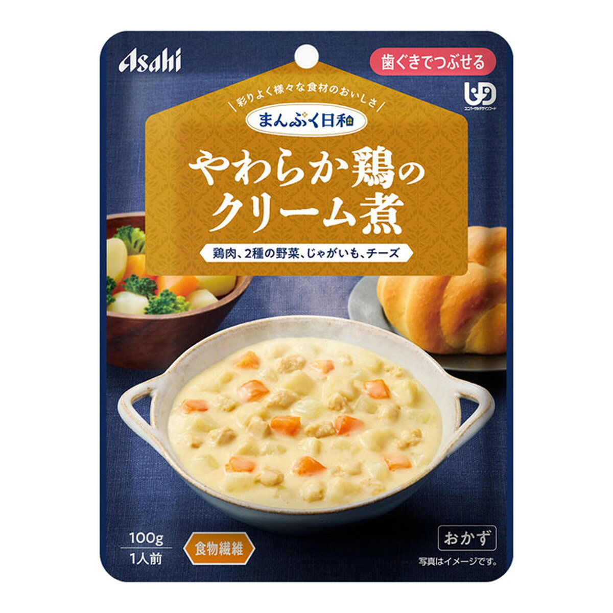 【送料お得・まとめ買い×24個セット】アサヒグループ食品 まんぷく日和 やわらか鶏のクリーム煮 100g 介護食 おかず
