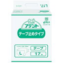 商品名：大王製紙 アテント テープ式 Lサイズ 4回吸収 17枚入内容量：17枚JANコード：4902011761054発売元、製造元、輸入元又は販売元：大王製紙商品番号：103-4902011761054▼医療費控除対象商品について●確定申告の際オムツ使用証明書の添付と領収書が必要となります。 お医者さんに紙おむつが必要と認められた場合、すべての種類の紙おむつが医療費控除の対象となります。（失禁尿パッドやテープタイプ等すべてです） ※詳細は税務署・お近くの市長村までお問い合わせください。 背中のギャザーが、尿はもちろん、軟便の伝いモレもせき止めます。ミシン目入りサイドパネル採用で、クロス止めが可能。体形にあわせてフィットします。広告文責：アットライフ株式会社TEL 050-3196-1510 ※商品パッケージは変更の場合あり。メーカー欠品または完売の際、キャンセルをお願いすることがあります。ご了承ください。