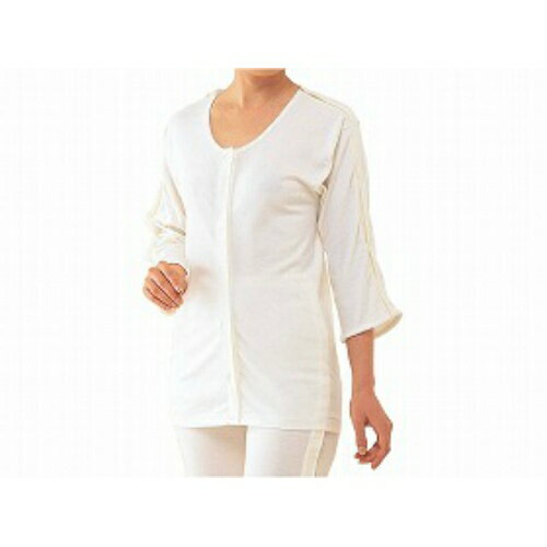 【送料お得・まとめ買い×3個セット】神戸生絲 婦人前開き両肩腕開き7分袖（No．53）オフホワイト M