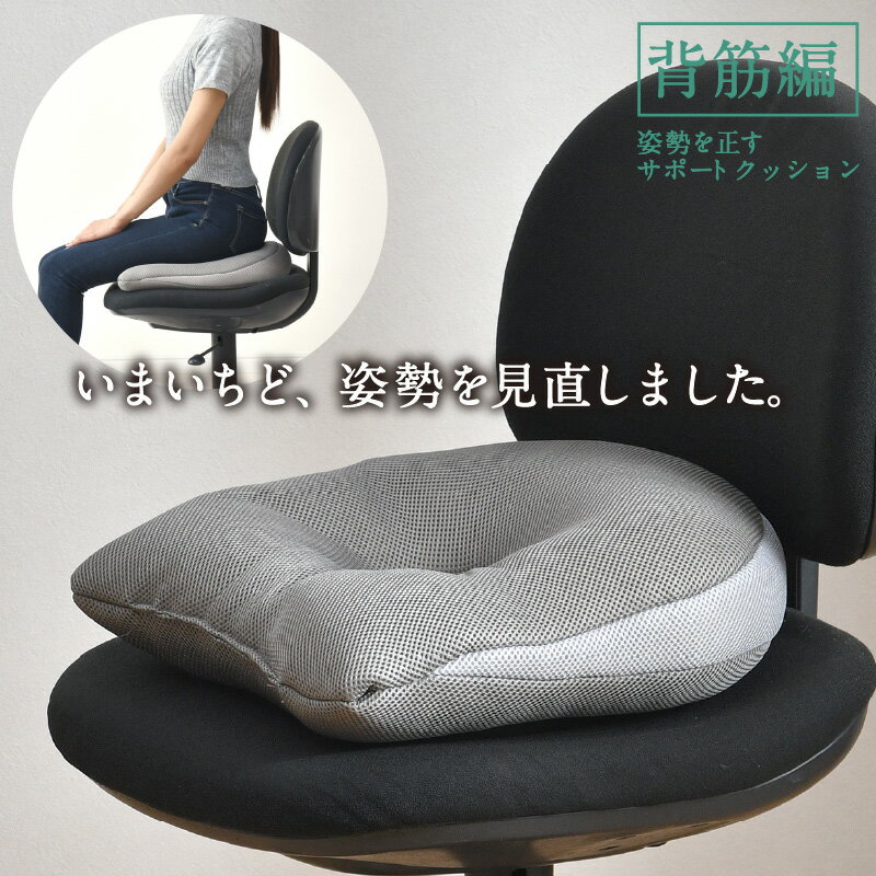 クッション 背筋 姿勢を正す サポートクッション 37×40cm 快適支座 整体院先生監修 姿勢見直し お尻 負担軽減 理想な座姿勢 ウレタンフォーム 猫背座り 改善 傾斜 体圧分散 まっすぐ座る