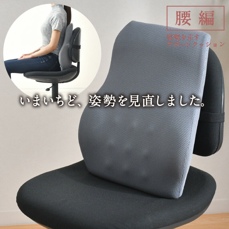 クッション 腰 姿勢を正す サポートクッション 46×38cm 快適支座 整体院先生監修 姿勢見直し 腰フィット 負担軽減 理想な座姿勢 ウレタンフォーム ずっこけ座り 猫背座り 改善 体圧分散 まっすぐ座る