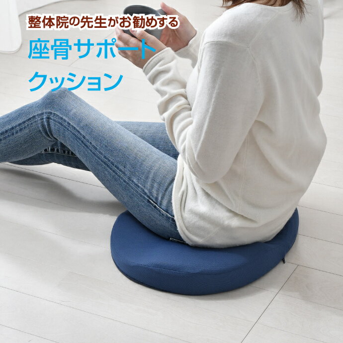 クッション 整体師が勧める 座骨サポート 33×42cm 低反発ウレタンフォーム 立体構造 座骨ホール 体圧分散 洗えるカバー