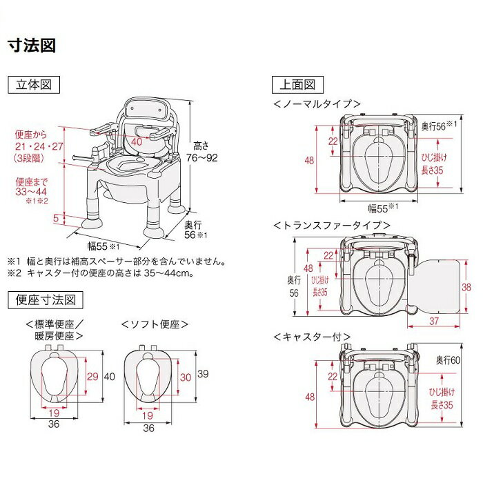 安寿　ポータブルトイレFX-CP　はねあげ / 870-114　暖房・快適脱臭　キャスター付 3