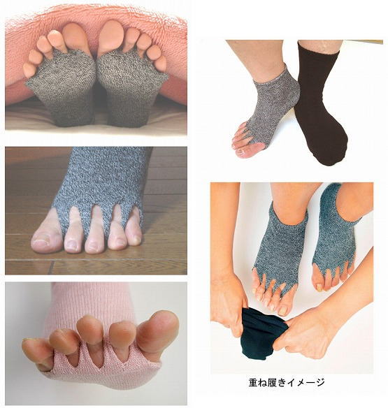 指ぬき健康ソックス / M　ピンクボーダー 2
